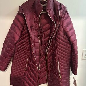 Michael Kors Deep Red Puffer Jacket